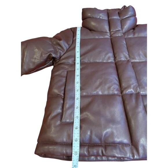 NWT Abercrombie & Fitch Chocolate Brown Faux Leather Mini Puffer Jacket Size XS - Picture 6 of 11